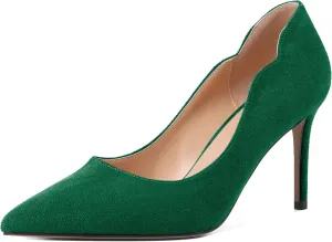 Esvowido Women's High Heel Pumps Heeled Pointed Toe Classic Stiletto Heels Slip on Sexy Evening Party Dress Shoes 3.4 Inch