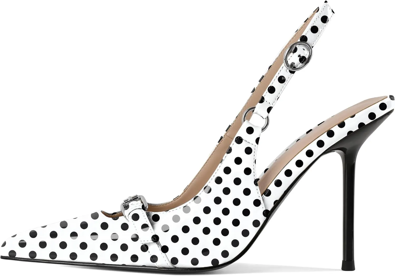 Esvowido Womens Slingback High Heels Pumps Slip-on Closed Pointed Toe Pumps Stiletto Slingback Heels Shoes Patent Leather Dress High Heels for Women