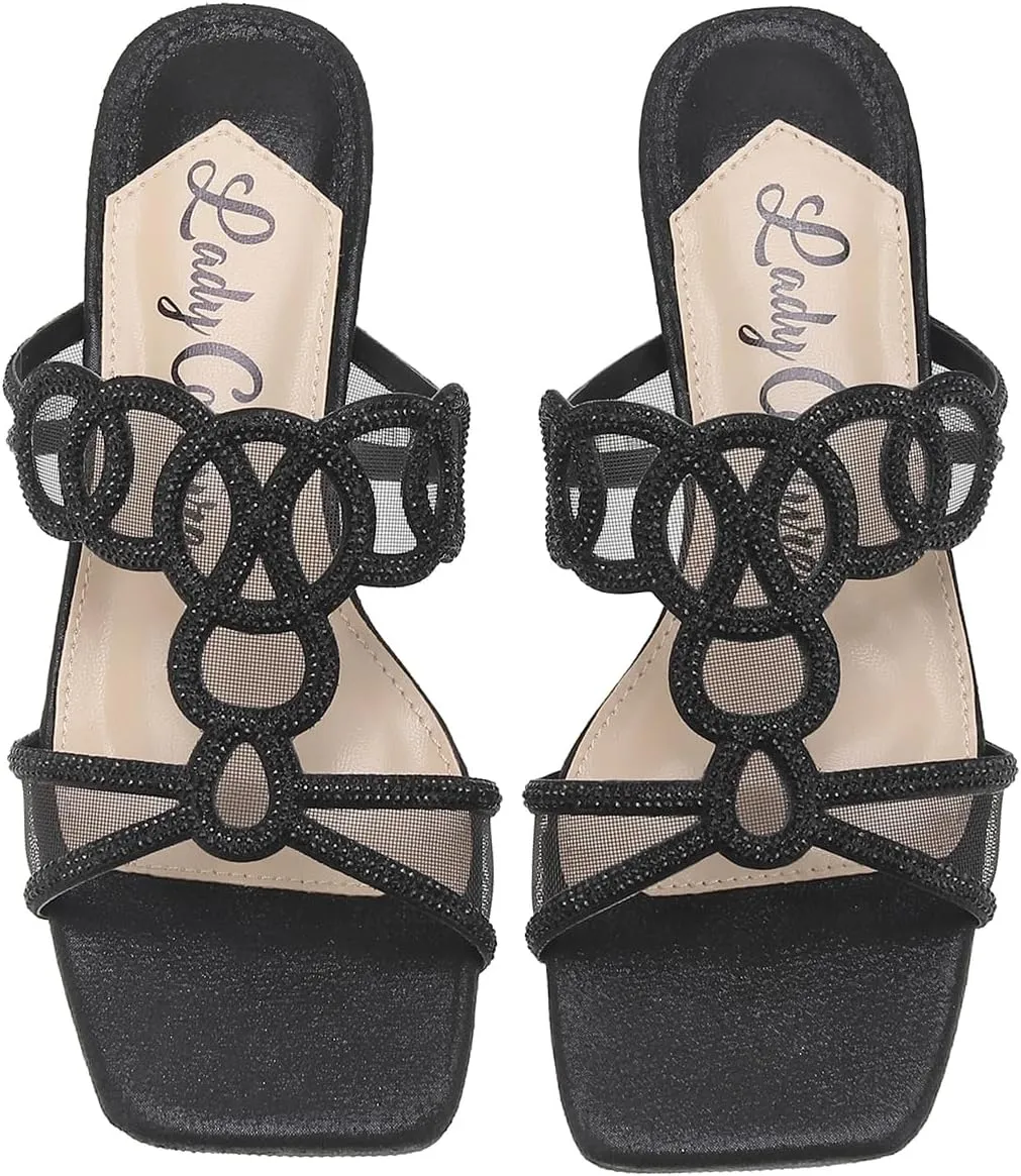 Fab Rhinestone Mesh Slide