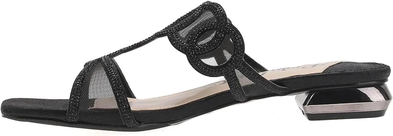 Fab Rhinestone Mesh Slide