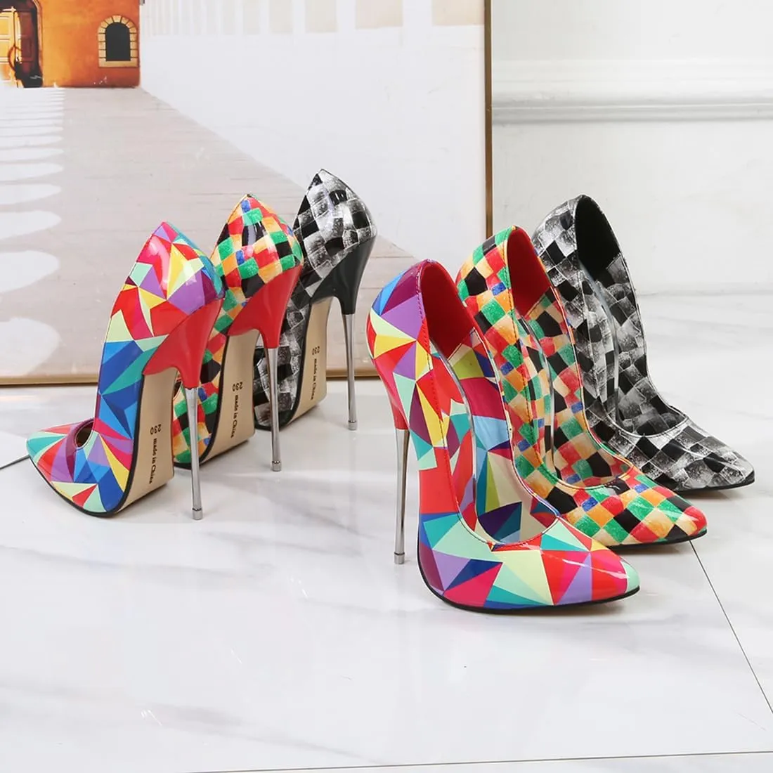 F&A LOVING Unisex Men's Women's Pointed Toe Stiletto High Heel Sexy Pumps