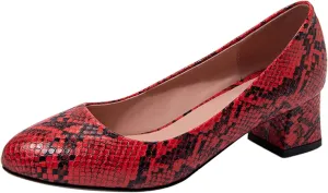 Fashion Mid Heel Pointed Toe Snakeskin Women Court Shoes