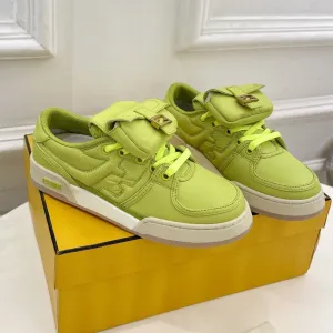 FENDI Act now IN YELLOWISH TRAINER SNEAKER Premium-grade GREEN LAMBSKIN FENDI