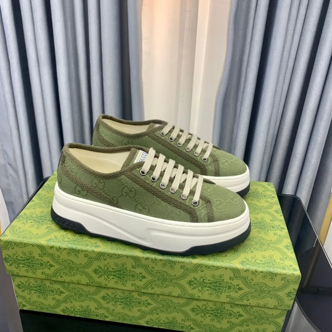 FLATFORM Feature-rich Accessible CANVAS GG GREEN SNEAKER OLIVE Gucci