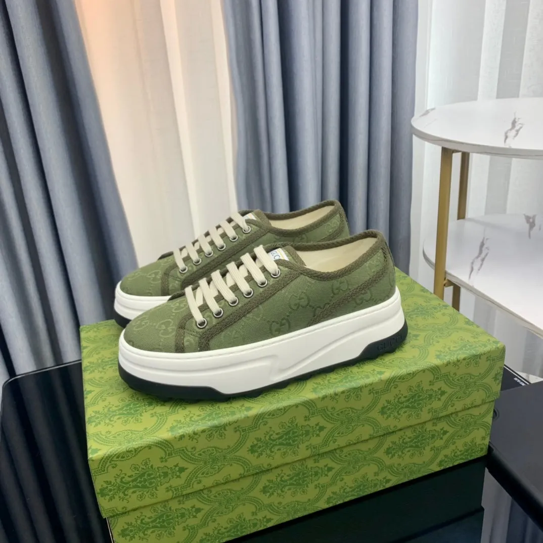 FLATFORM Feature-rich Accessible CANVAS GG GREEN SNEAKER OLIVE Gucci