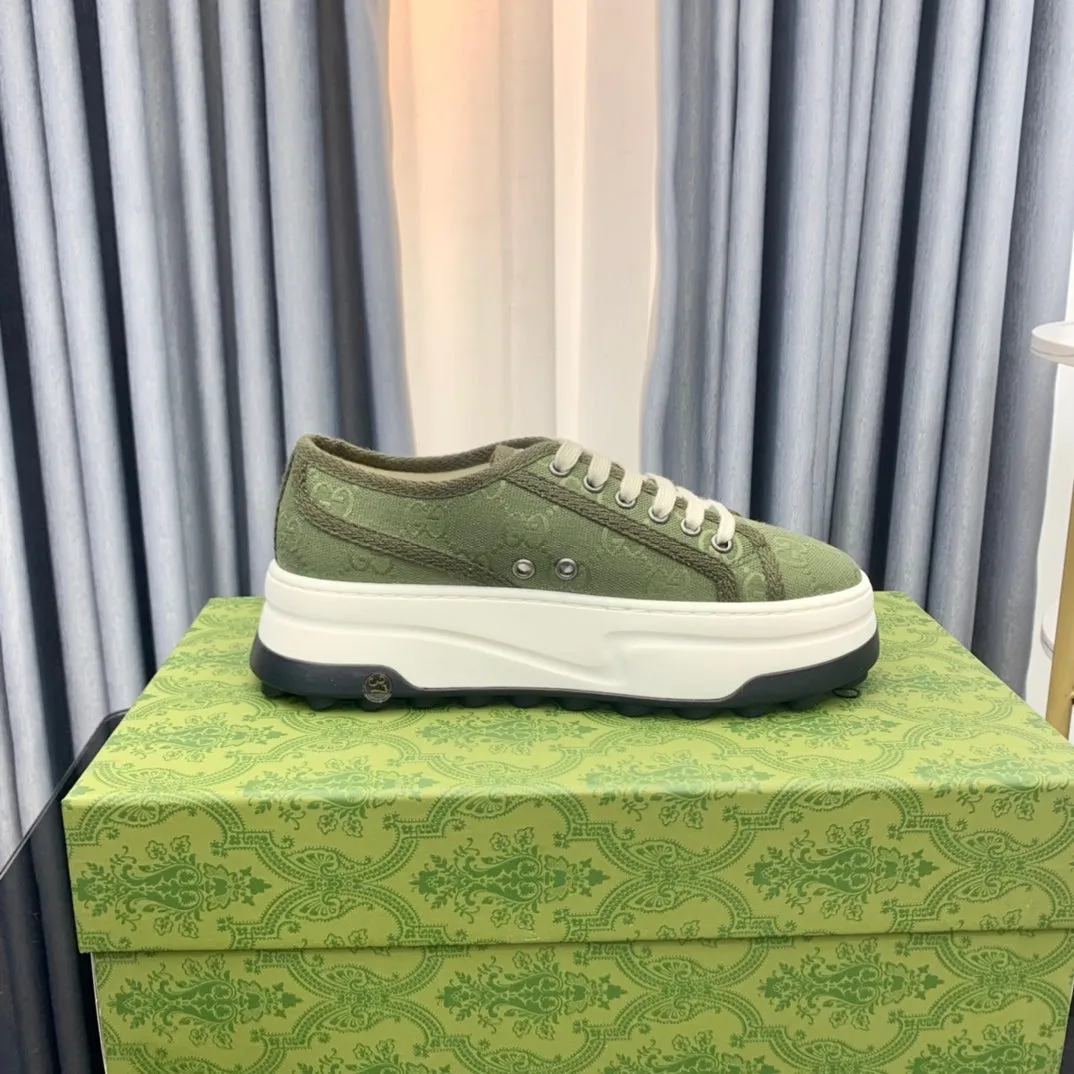 FLATFORM Feature-rich Accessible CANVAS GG GREEN SNEAKER OLIVE Gucci