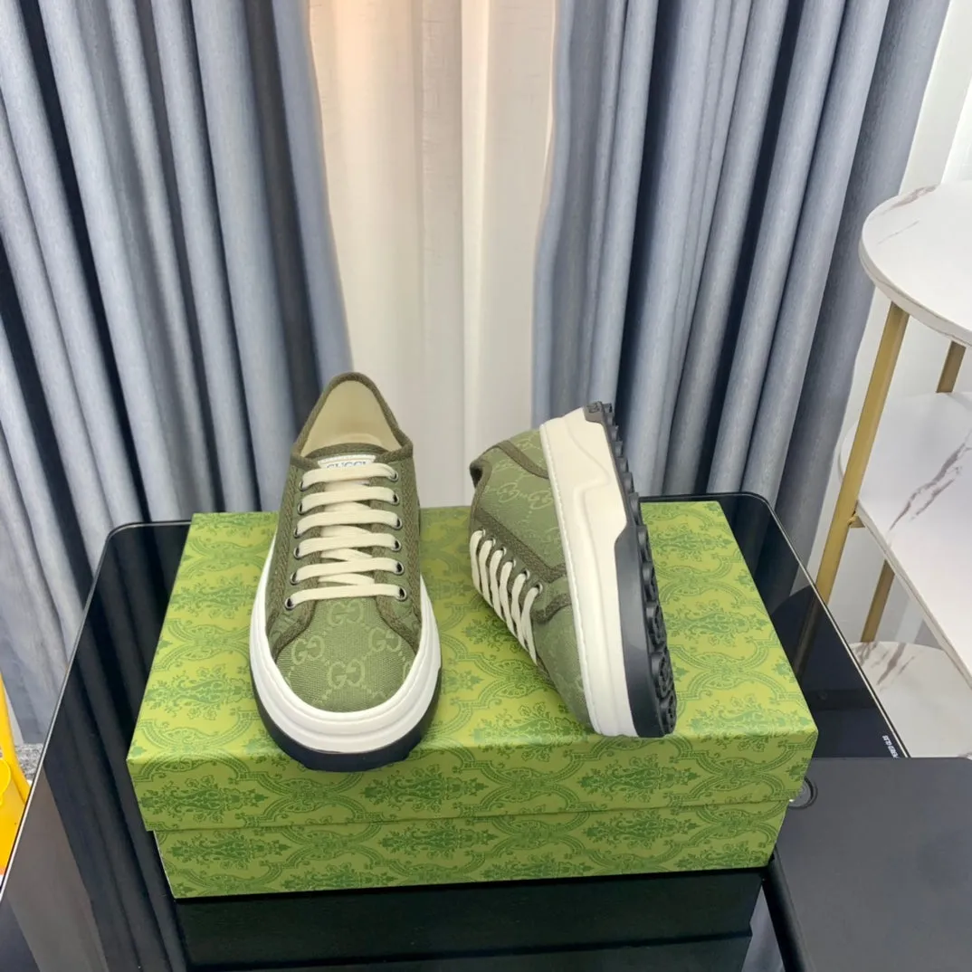 FLATFORM Feature-rich Accessible CANVAS GG GREEN SNEAKER OLIVE Gucci