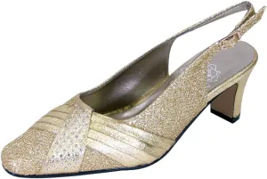 Floral Abagail Women's Wide Width Pleated Upper with Crystals Slingback Shoes