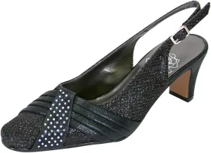 Floral Abagail Women's Wide Width Pleated Upper with Crystals Slingback Shoes