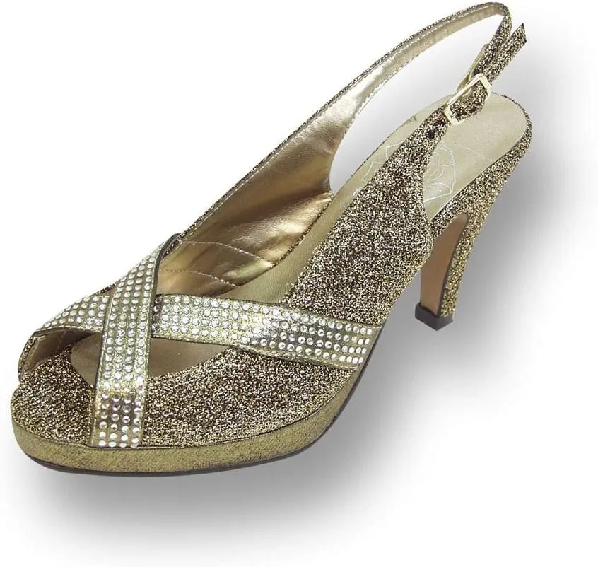 Floral Tiffany Women's Wide Width High Heel Slingback Platform Pumps Dress Sandals