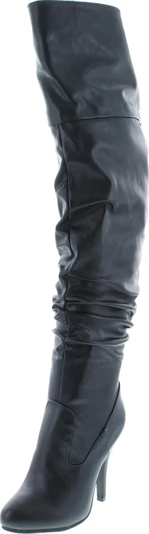 Forever Link Womens Focus-33 Vegan Leather Over The Knee Fashion Boots