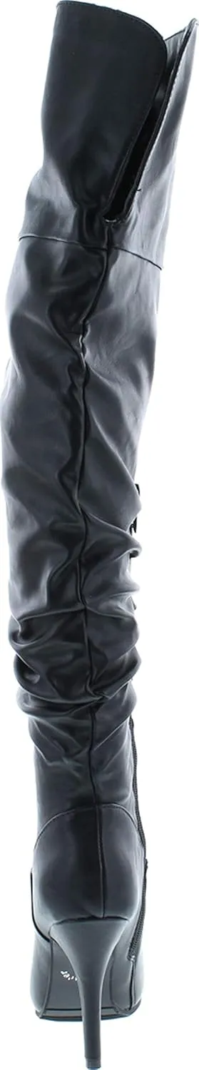 Forever Link Womens Focus-33 Vegan Leather Over The Knee Fashion Boots