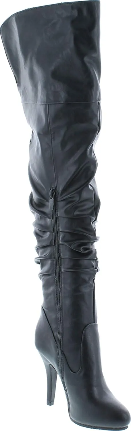 Forever Link Womens Focus-33 Vegan Leather Over The Knee Fashion Boots