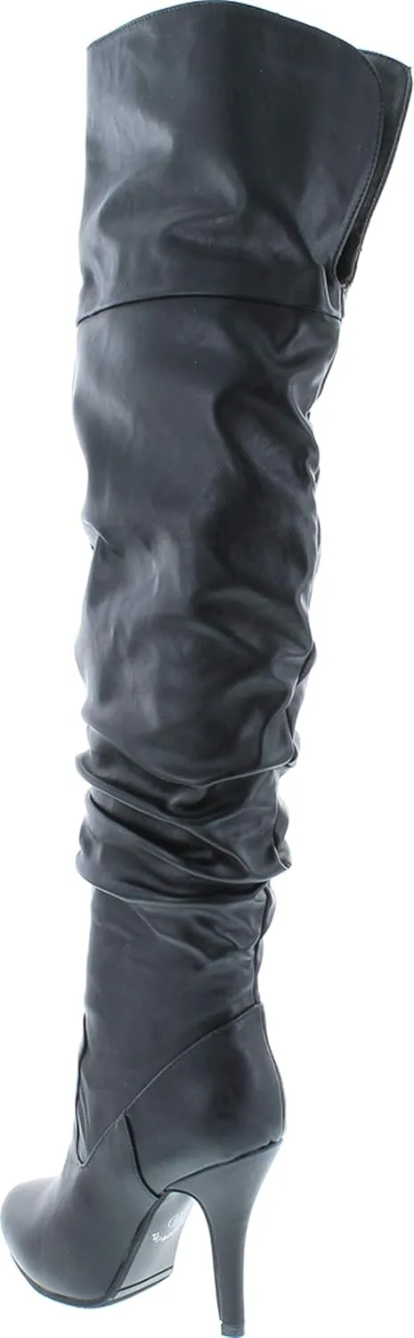 Forever Link Womens Focus-33 Vegan Leather Over The Knee Fashion Boots
