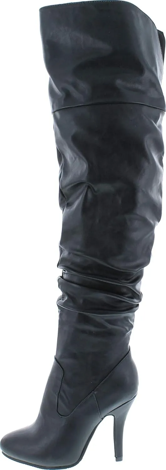 Forever Link Womens Focus-33 Vegan Leather Over The Knee Fashion Boots