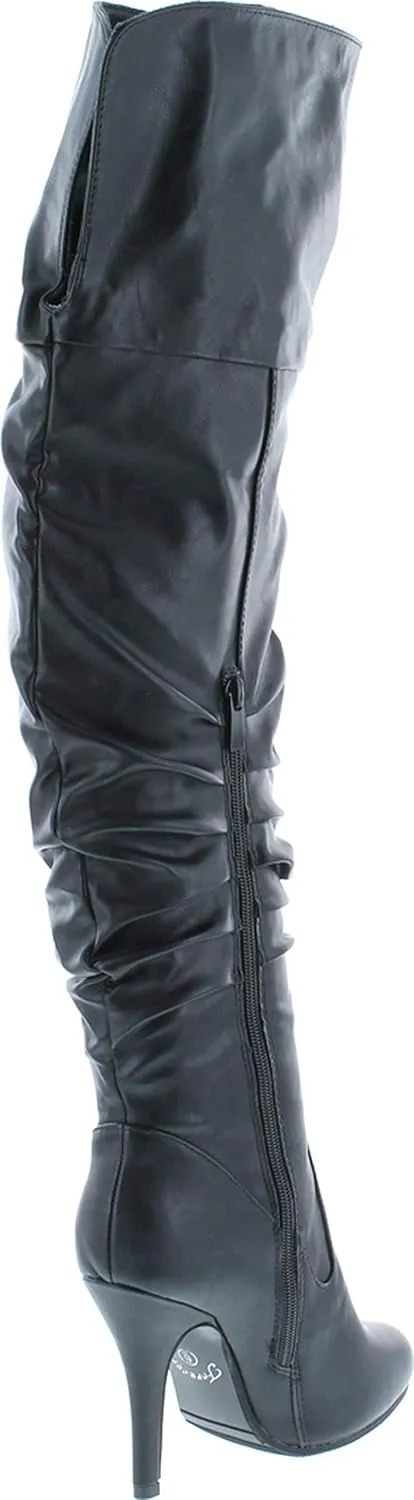 Forever Link Womens Focus-33 Vegan Leather Over The Knee Fashion Boots