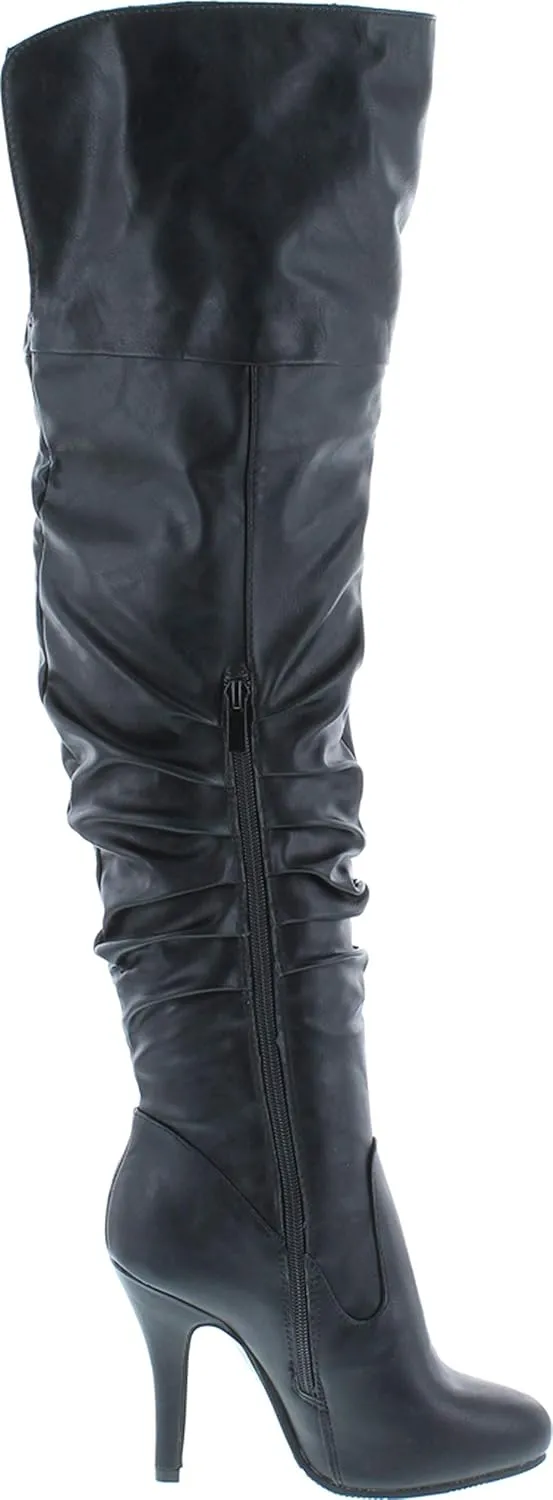 Forever Link Womens Focus-33 Vegan Leather Over The Knee Fashion Boots