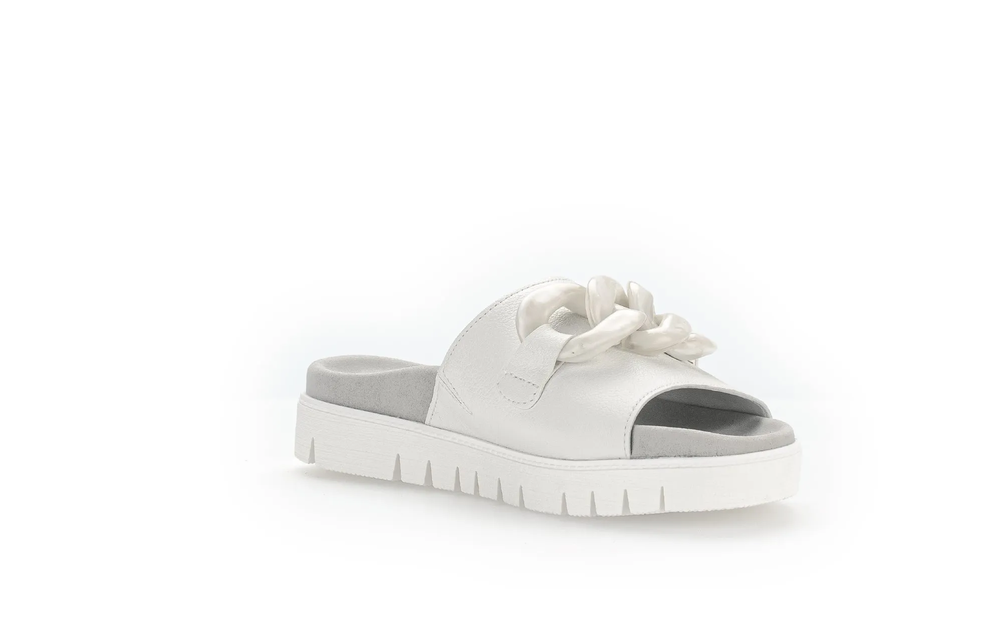 GABOR - 23.743.20 FLAT MULE WITH CHAIN DETAIL - OFF WHITE