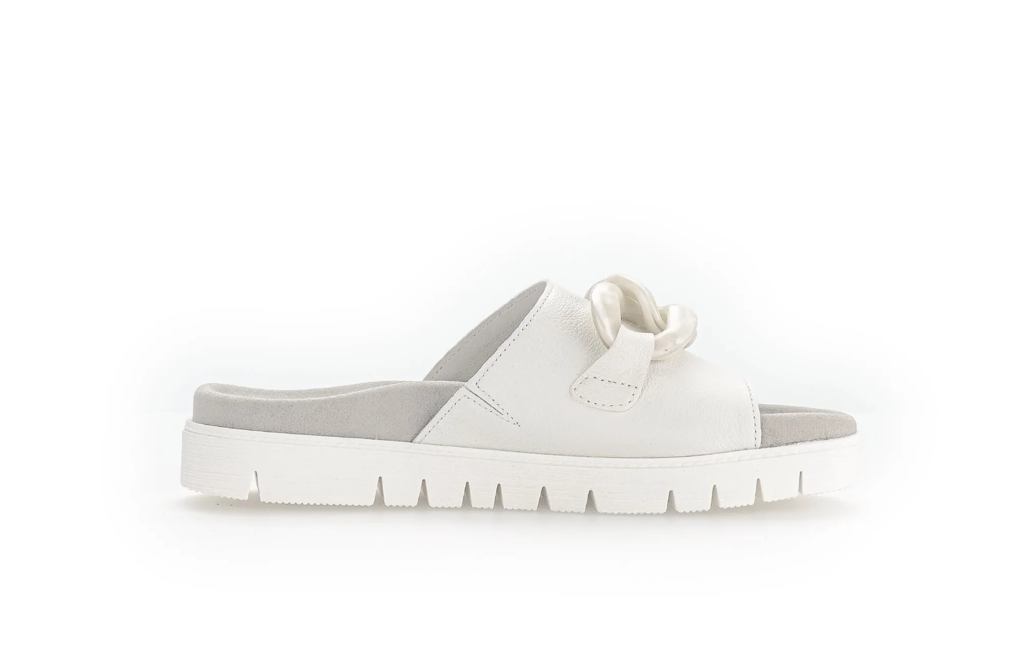 GABOR - 23.743.20 FLAT MULE WITH CHAIN DETAIL - OFF WHITE