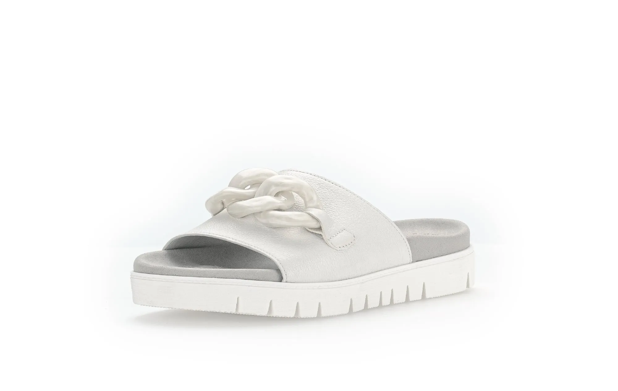 GABOR - 23.743.20 FLAT MULE WITH CHAIN DETAIL - OFF WHITE