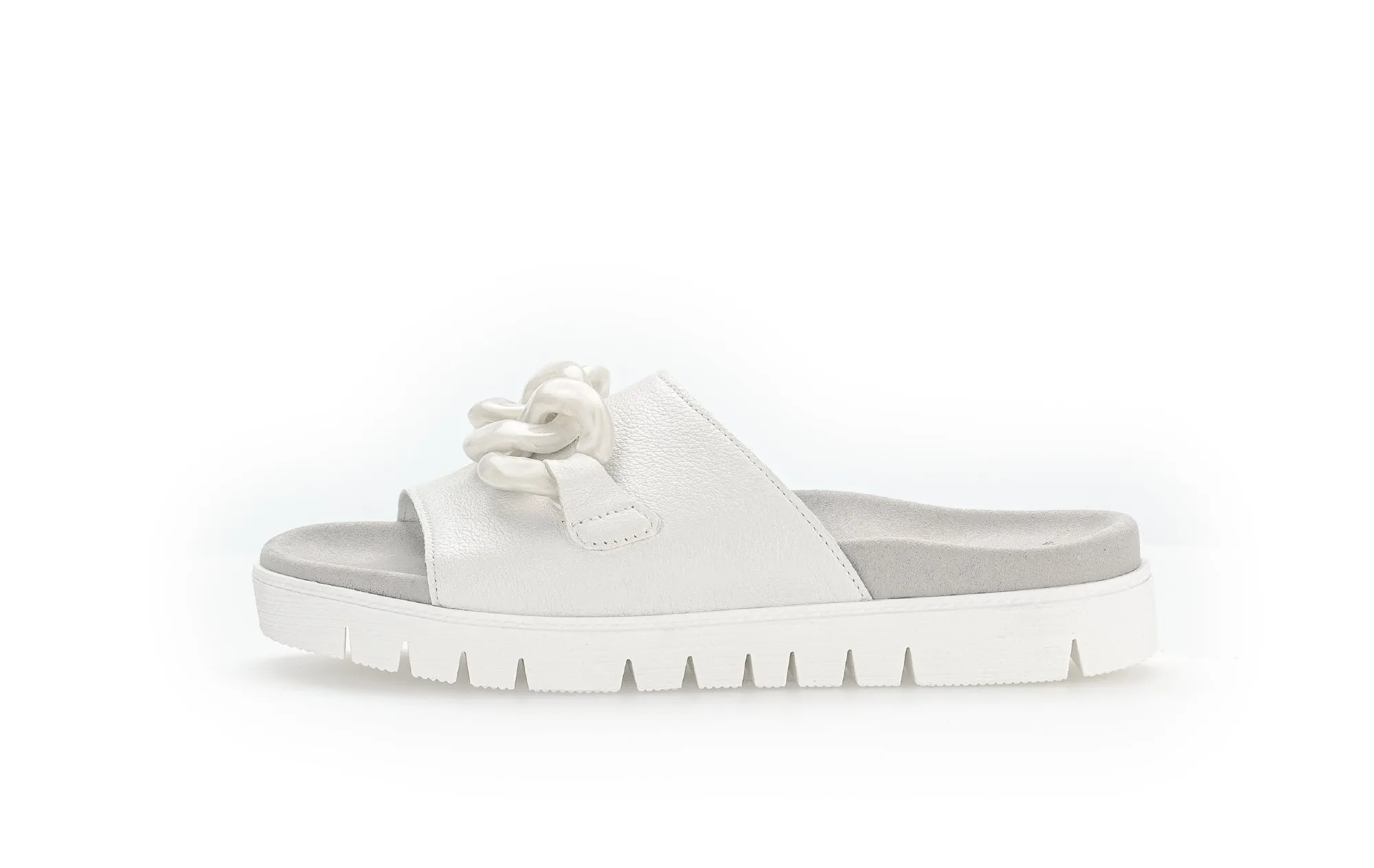 GABOR - 23.743.20 FLAT MULE WITH CHAIN DETAIL - OFF WHITE