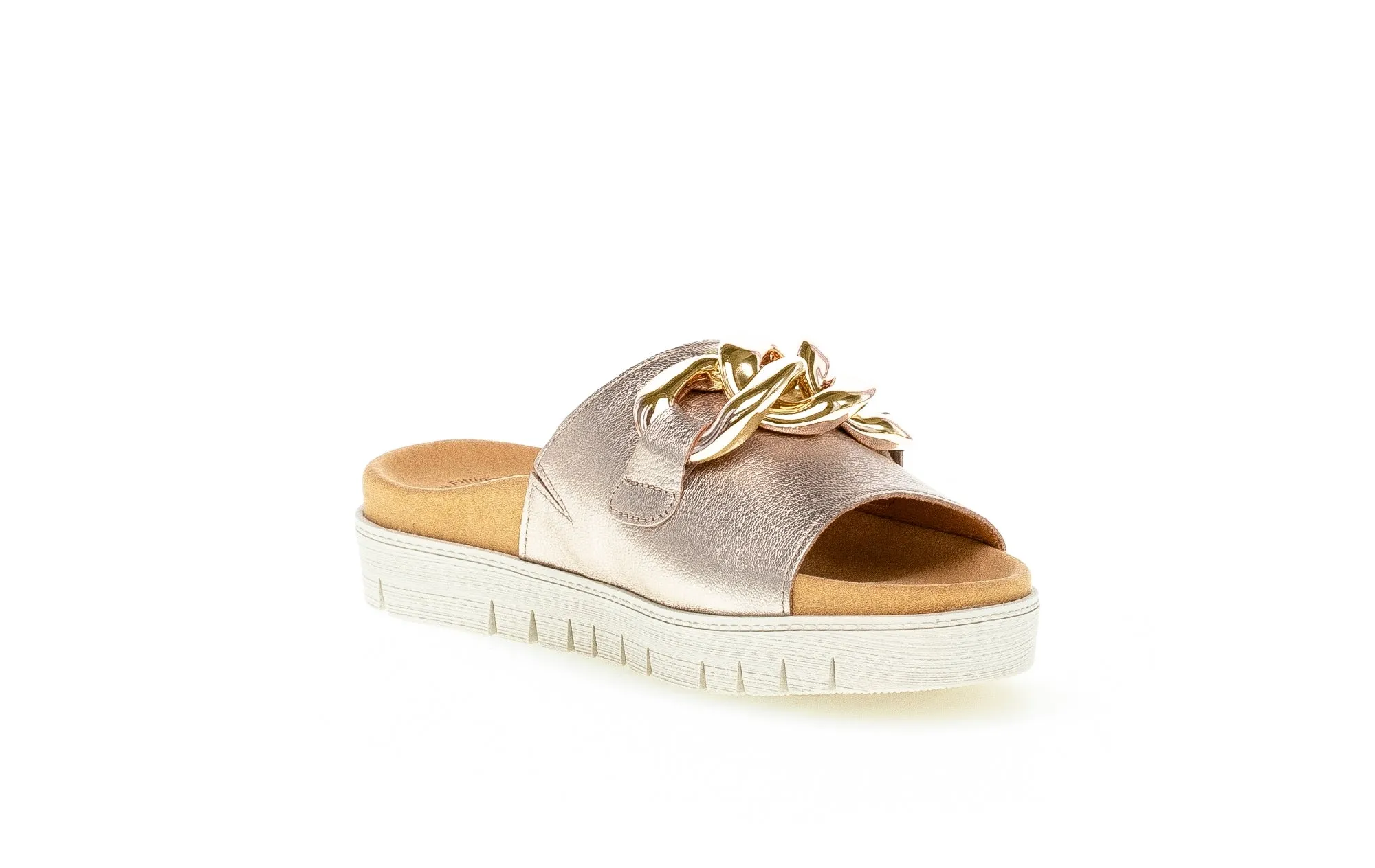 GABOR - 23.743.62 FLAT MULE WITH CHAIN DETAIL - GOLD