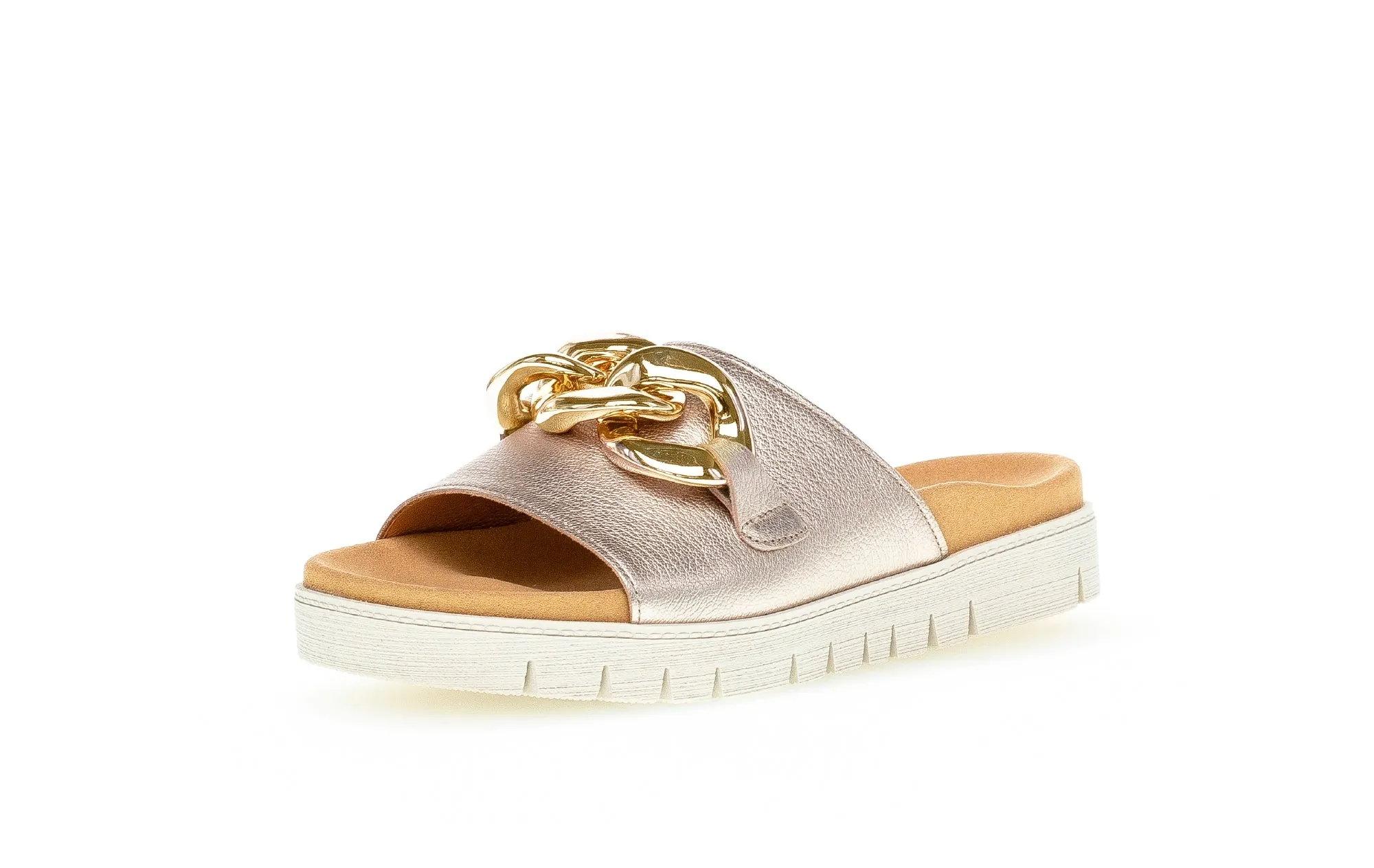 GABOR - 23.743.62 FLAT MULE WITH CHAIN DETAIL - GOLD