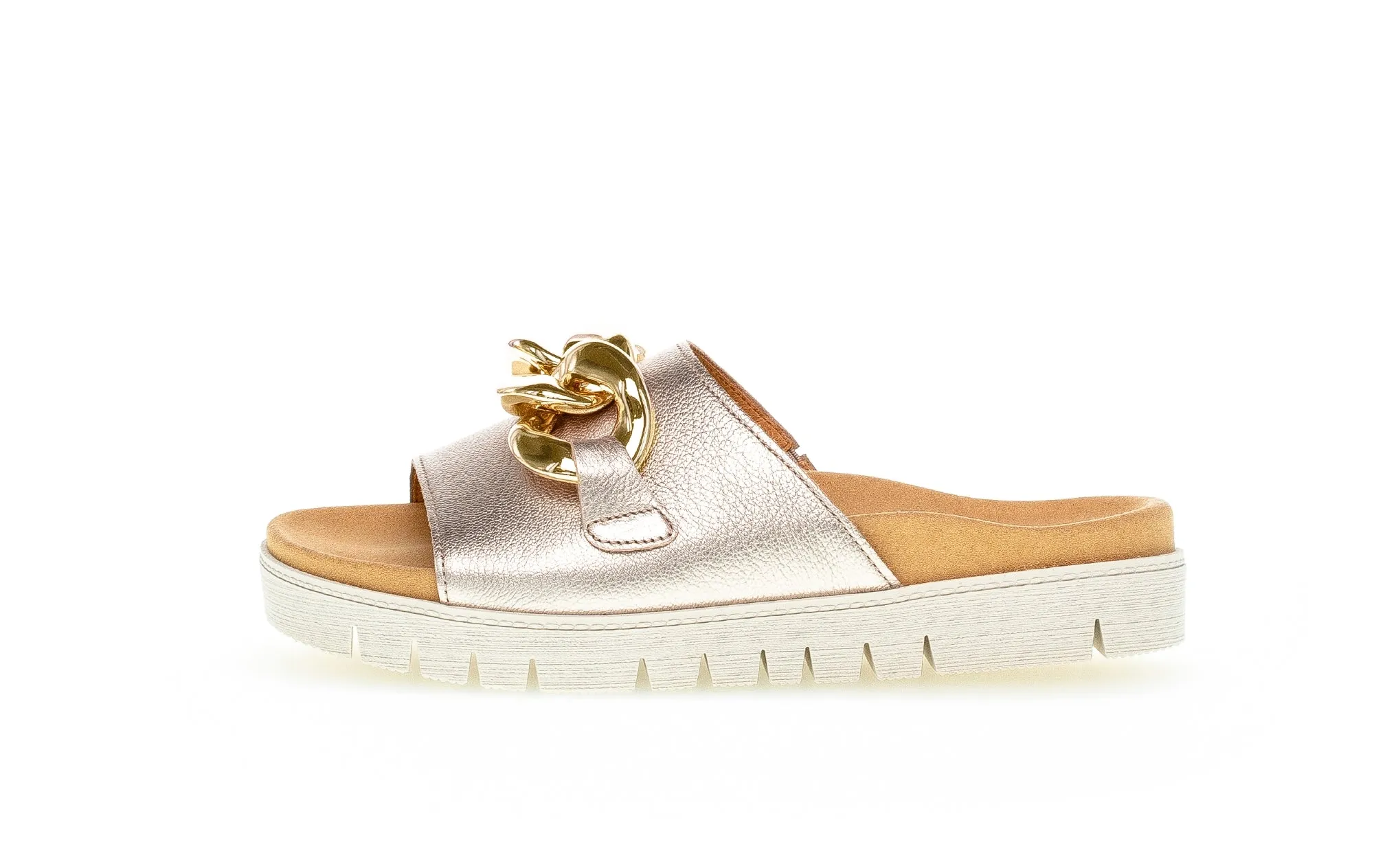 GABOR - 23.743.62 FLAT MULE WITH CHAIN DETAIL - GOLD
