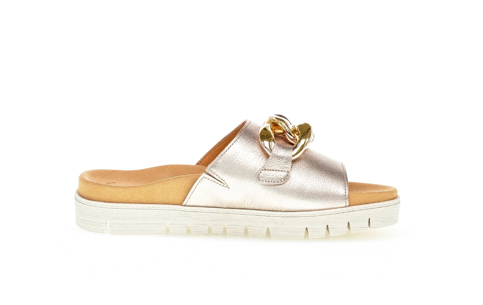 GABOR - 23.743.62 FLAT MULE WITH CHAIN DETAIL - GOLD