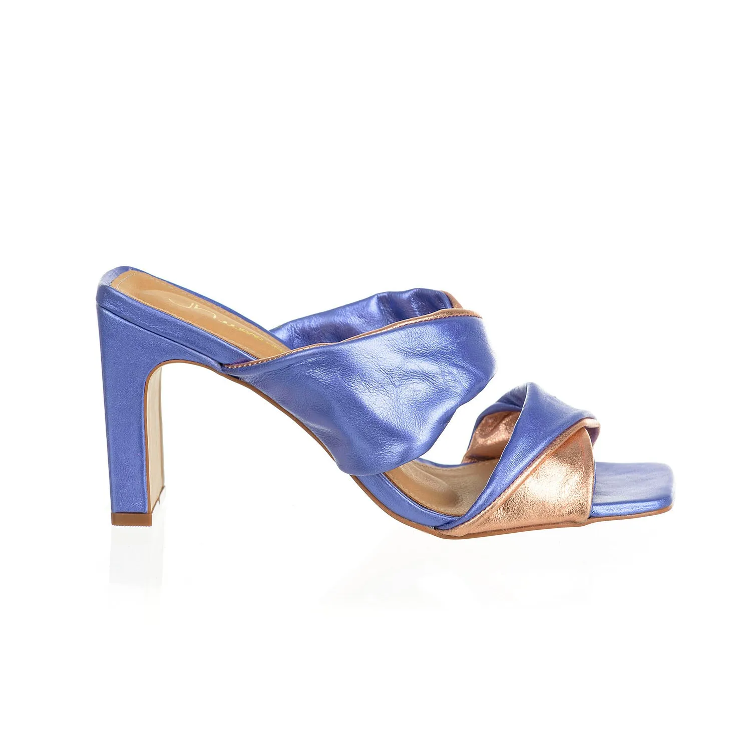 Gaia - Very Peri Metallic Block Heels