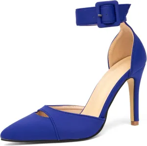 GATUXUS Women's Stiletto High Heels Pumps Pointed Toe Ankle Strap Dress Sexy Sandals Shoes for Wedding Party