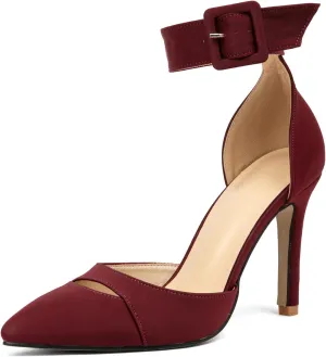 GATUXUS Women's Stiletto High Heels Pumps Pointed Toe Ankle Strap Dress Sexy Sandals Shoes for Wedding Party