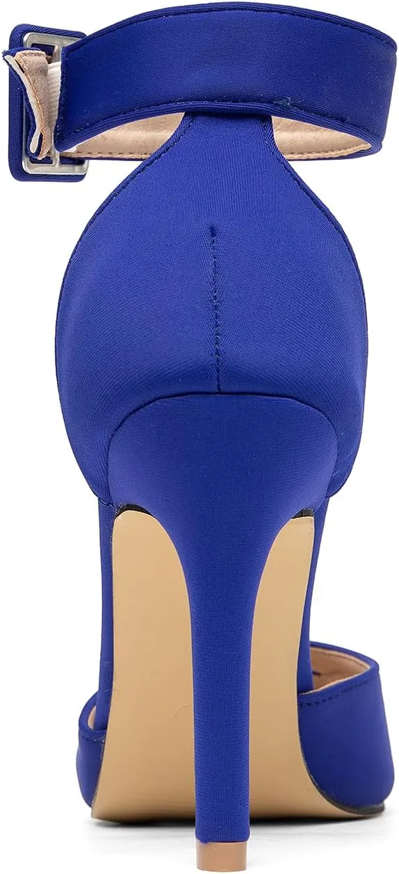 GATUXUS Women's Stiletto High Heels Pumps Pointed Toe Ankle Strap Dress Sexy Sandals Shoes for Wedding Party