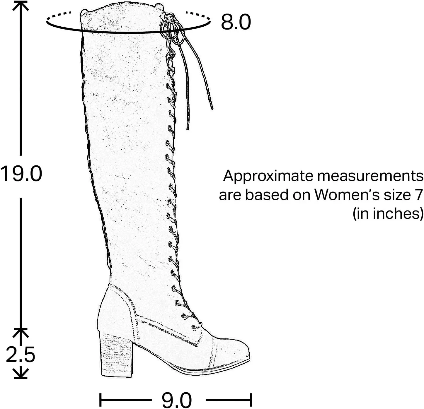 Generation Y Women Knee High Boots Chunky Block Heel Retro Lace Up Western Shoes