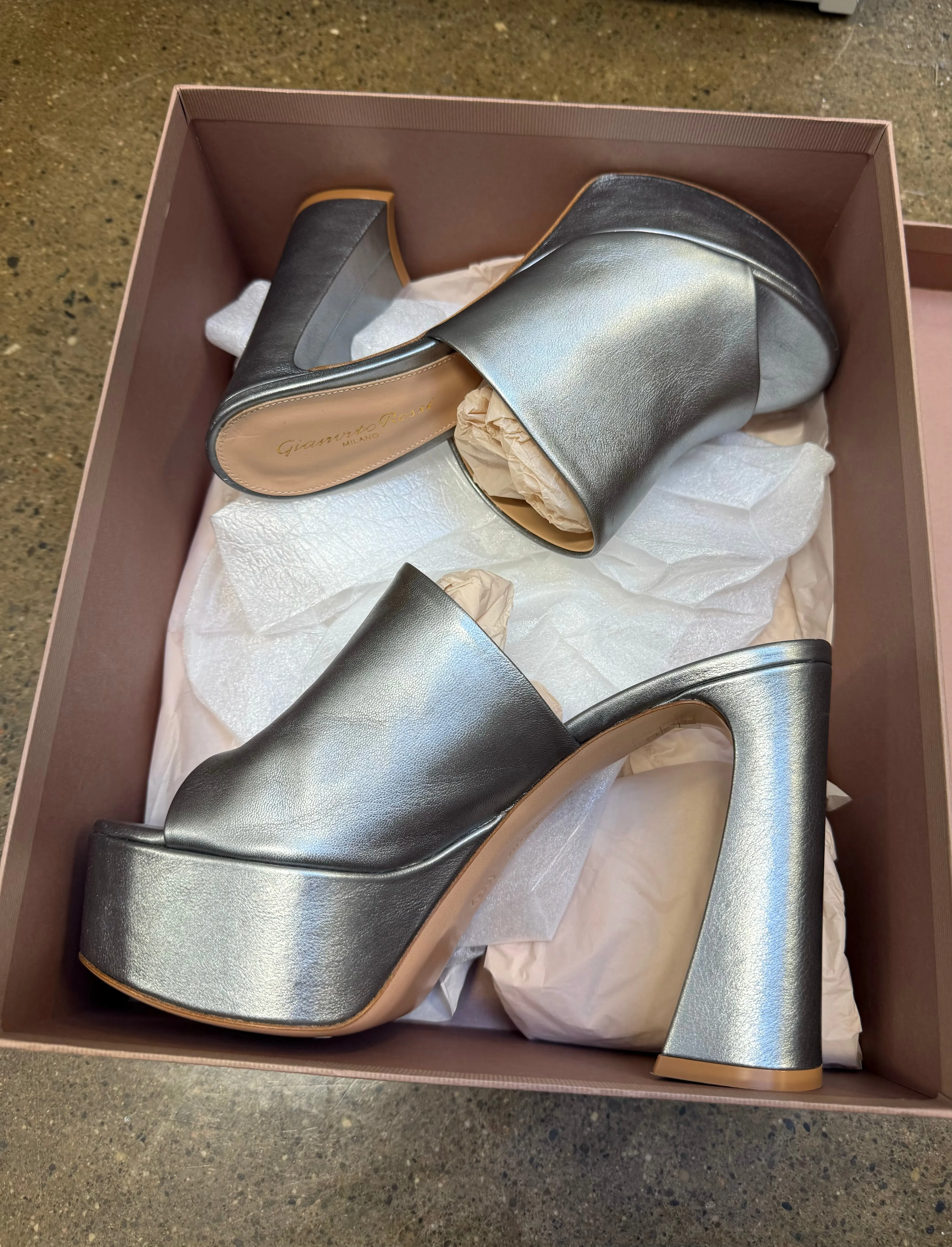 Gianvito Rossi - Metallic Silver Holly Mules