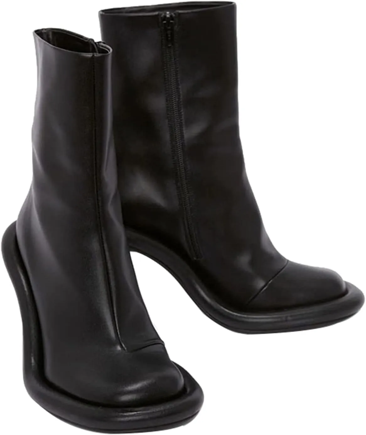 Goolita Women's Denim Knee-High Boots, Black, Stiletto Heel, Zip Closure, Gothic, Casual, Party, Dating, All Seasons