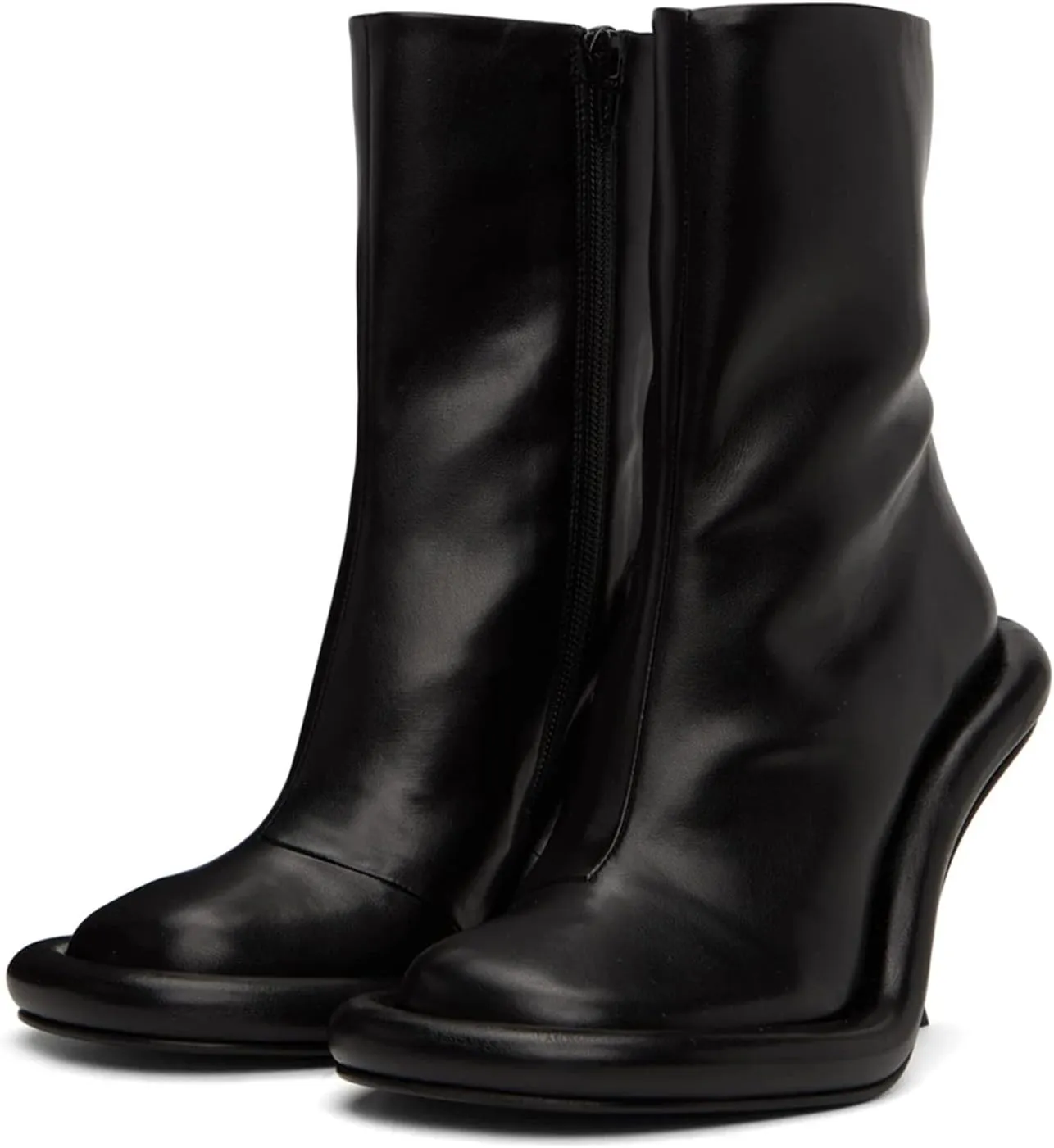 Goolita Women's Denim Knee-High Boots, Black, Stiletto Heel, Zip Closure, Gothic, Casual, Party, Dating, All Seasons