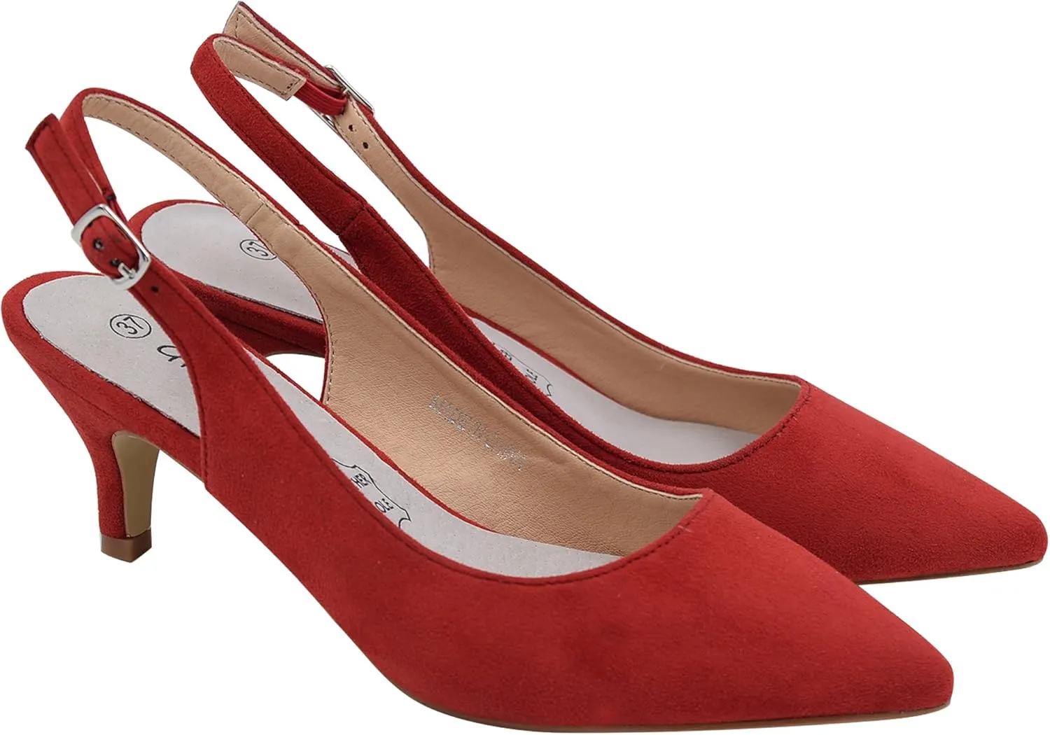 Greatonu Women's Slingback Kitten Heel Pointed Toe Dress Pumps Shoes