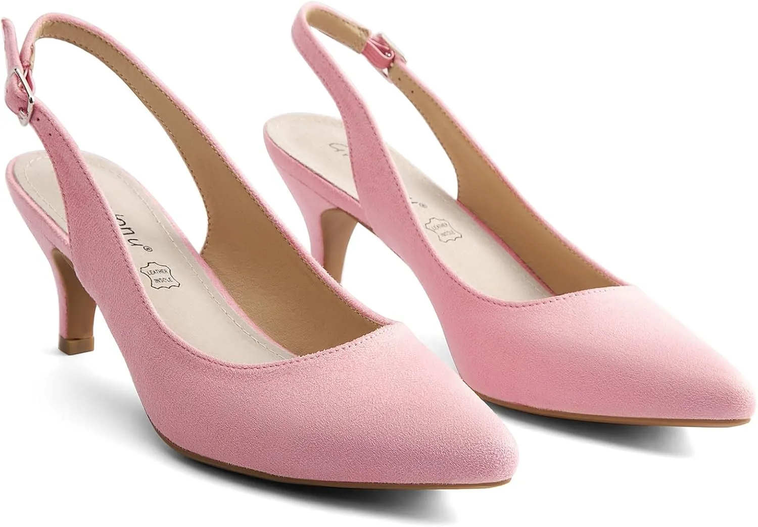 Greatonu Women's Slingback Kitten Heel Pointed Toe Dress Pumps Shoes