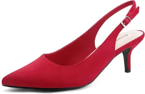 Greatonu Women's Slingback Kitten Heel Pointed Toe Dress Pumps Shoes