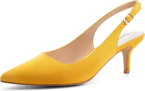Greatonu Women's Slingback Kitten Heel Pointed Toe Dress Pumps Shoes