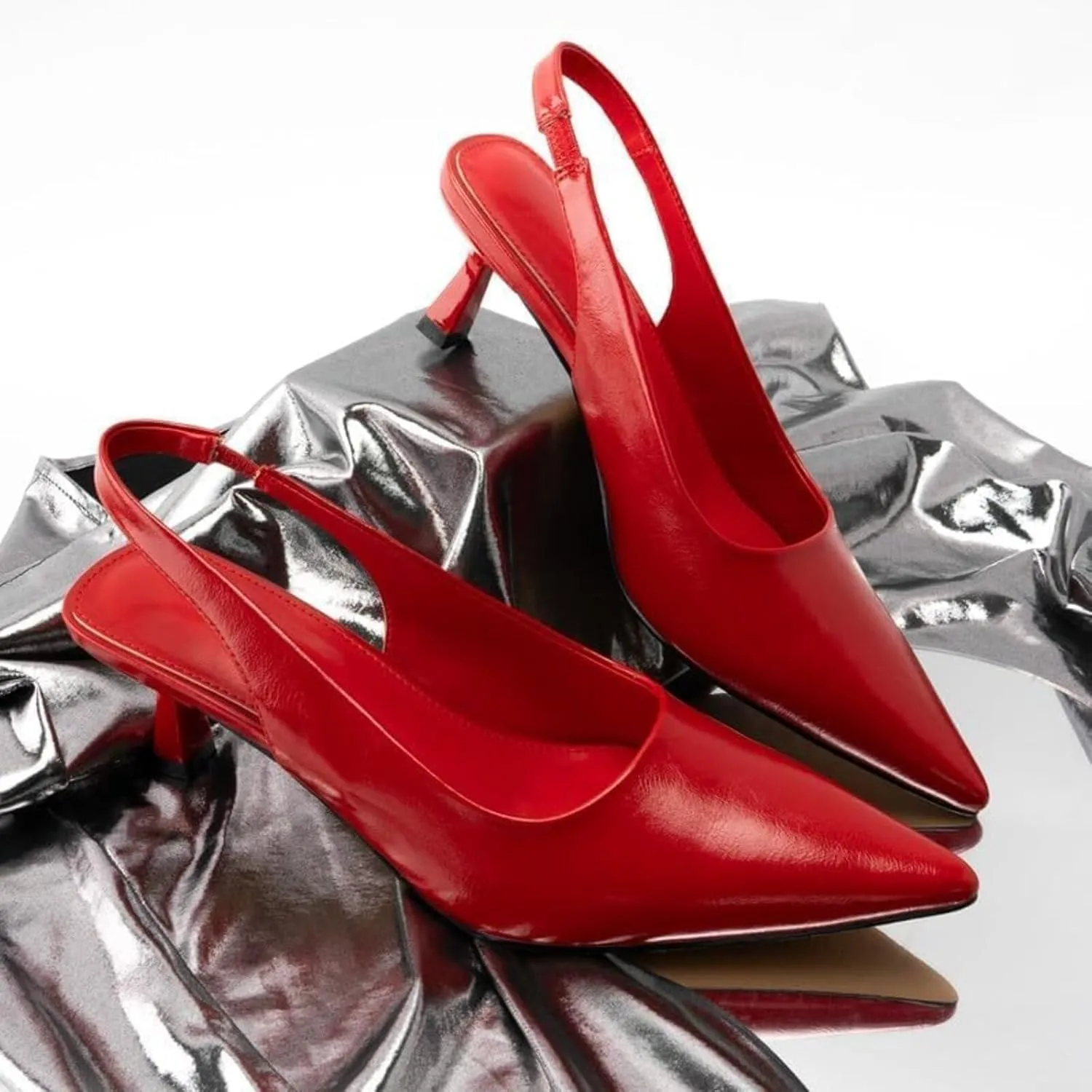 heelchic Women's Kitten Heel, Closed Pointed Toe Low Heel, Comfortable Pumps Shoes for Women Dress Shoes
