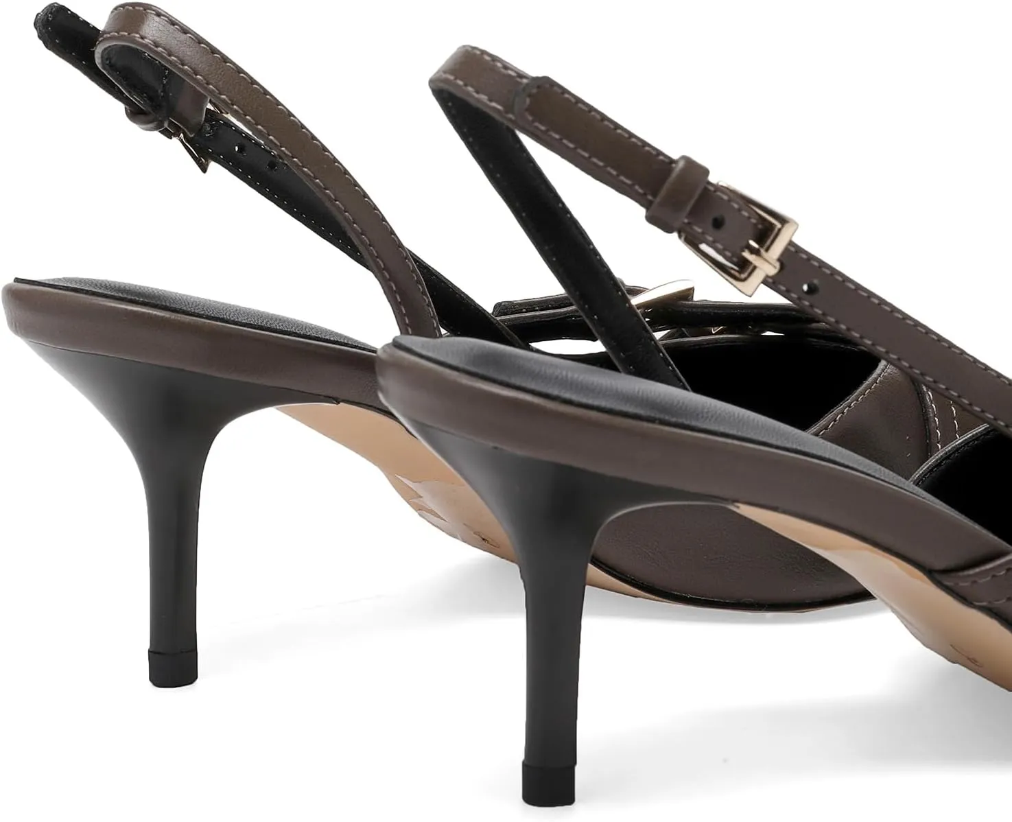 Heeled Slingback Kitten Heels for Women Closed Pointed Toe Pumps with Buckles