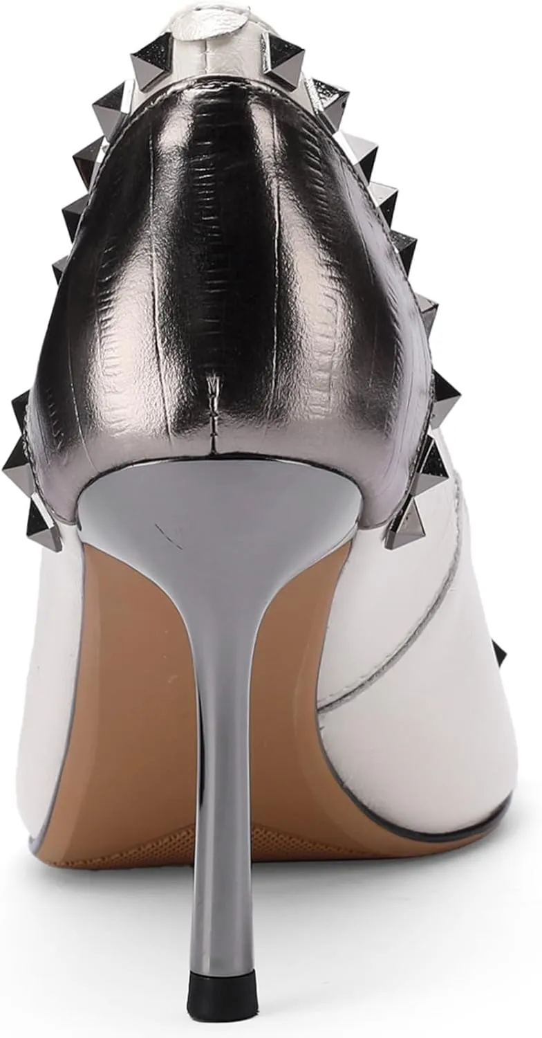 High Heels for Women Stiletto Pointed Toe Leather Pumps Closed Toe Dressy Comfortable Sexy Elegantes Wedding Slip On Formal Prom Sparkly 3 Inch Shoes