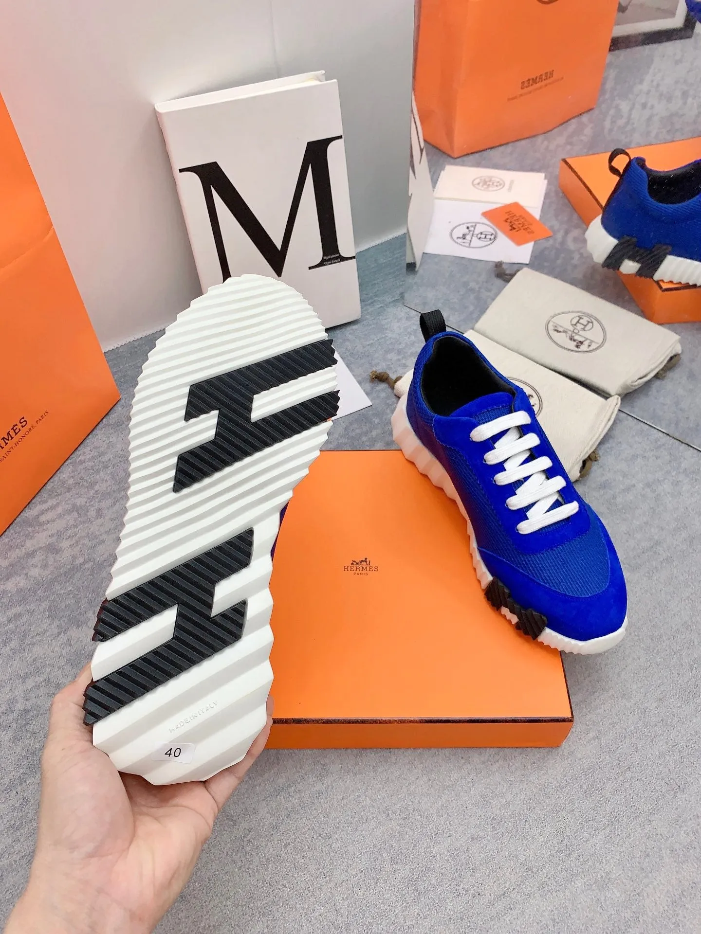 HM Bouncing Sneaker In Blue Mesh Fabric 106457