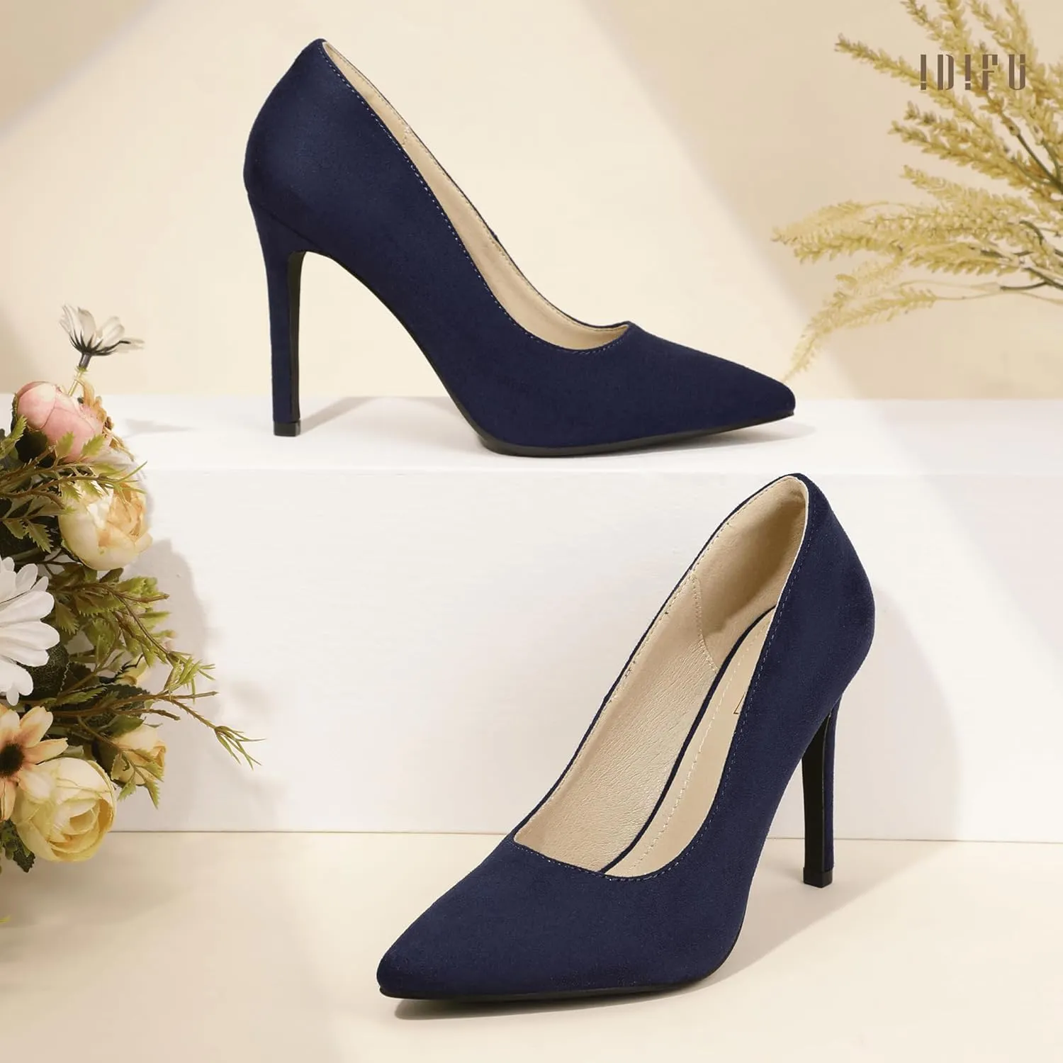 IDIFU IN4 Women's Pumps High Heels Closed Toe Stiletto Pointed Toe Dress Shoes Wedding Prom Bridal Daily Work Office Business Trendy Fashion Sexy Comfortable Pumps Dressy Shoes