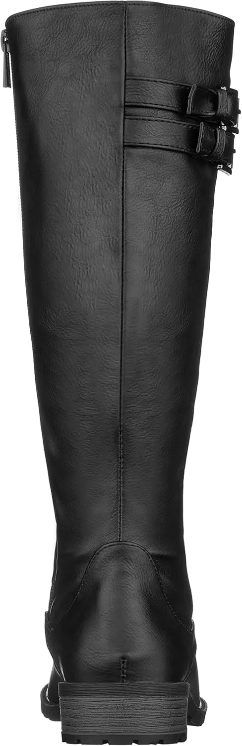 ILLUDE Women's Knee High Riding Boot Lace Up Buckle Military Combat Boots