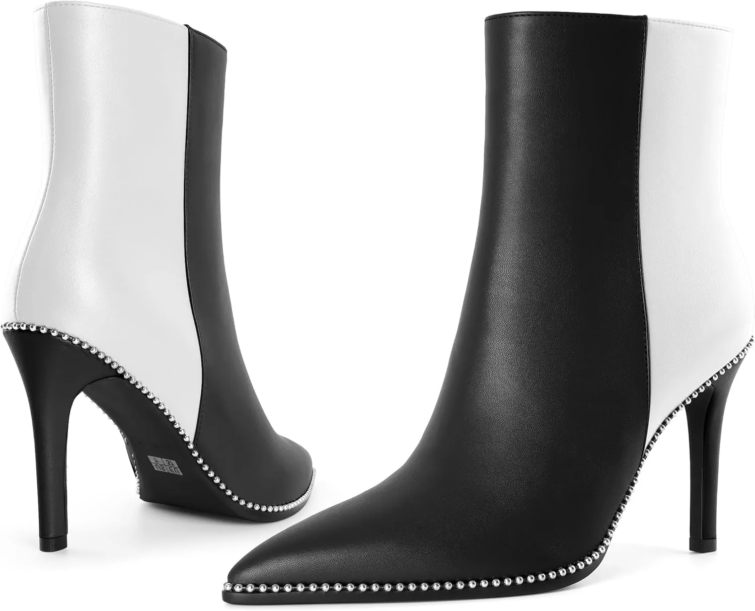 Joseywade Ankle Boots High Heel Boot Women Pointed Toe Thin Slim Heel Booties Side Zipper Beaded Short Boots