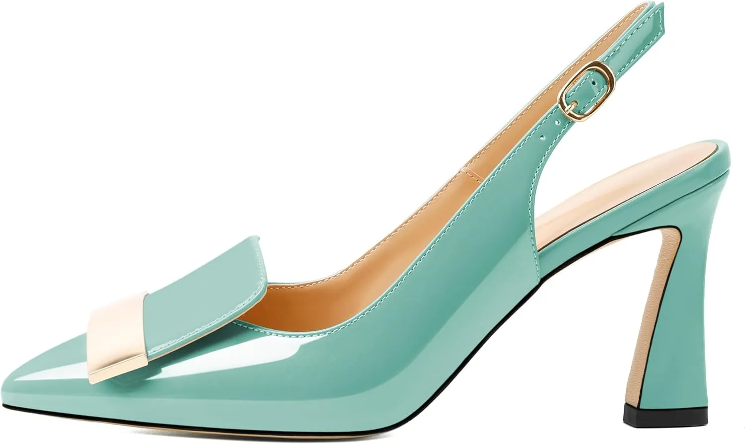 Joseywade Women Slingback Pumps High Stiletto Heel 3.5 Inch Heeled Sandals Closed Pointed Toe Flare Heel Dress Shoes