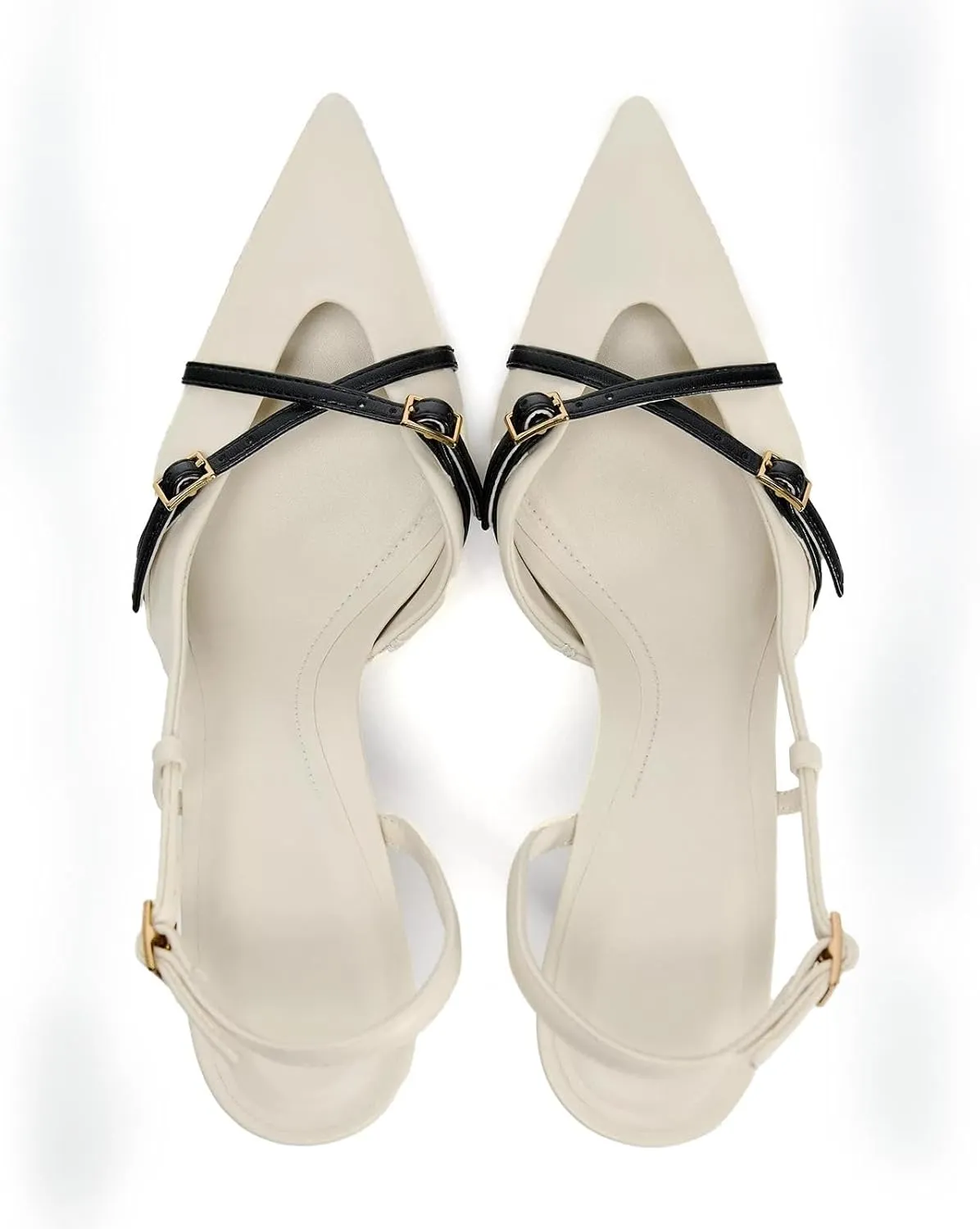 KaroNairy Kitten Heels for Women Pointed Toe Slingback Heels Closed Toe Wedding Dress Pumps with Buckles